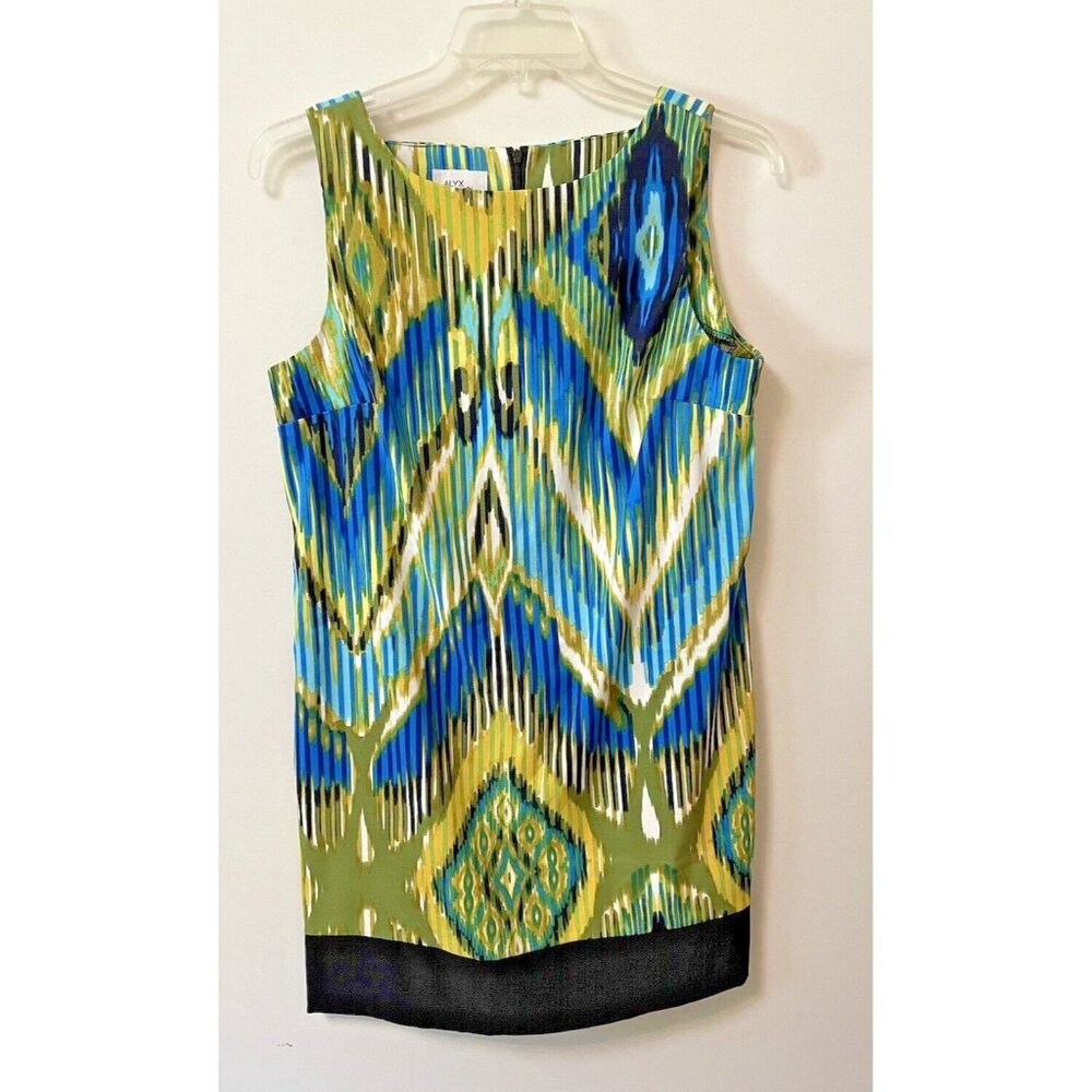 ALYX Limited Dress Size 16 Blues, Yellow & Greens Fitted, Sleeveless & Zips Back